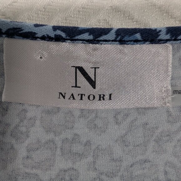 N Natori Blue Leopard Print Cotton Jersey Caftan Midnight Navy Size Large NWT - Picture 3 of 13
